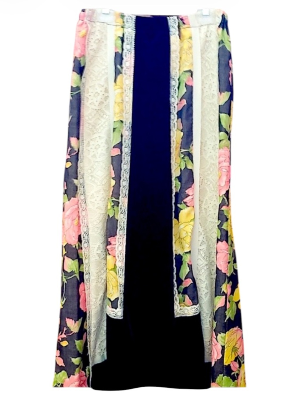 Chessa Davis vintage 70’s patchwork skirt maxi skirt with sash hippie prairie
